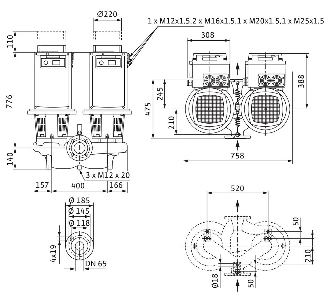 WILO Hocheffizienz Stratos GIGA-D 65/3-49/15-R1-S1 Art. 2192423