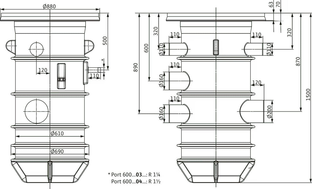 WILO Pumpenschacht Port 600.1-1500-04D Art. 2544150