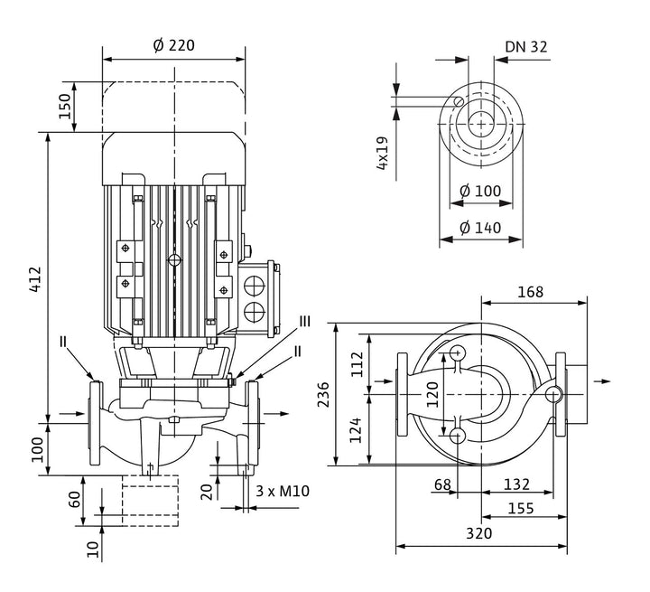 WILO Trockenläufer-Kreiselpumpe VeroLine-IPL 32/175-4/2-S1 320mm Art. 2171145