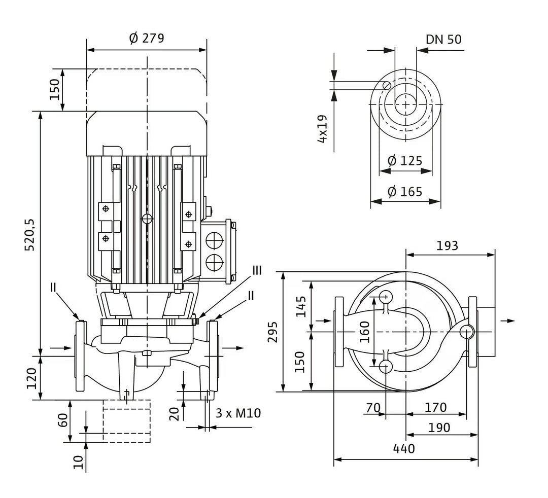 WILO Trockenläufer-Kreiselpumpe VeroLine-IPL 50/185-7,5/2-S1 440mm Art. 2164245