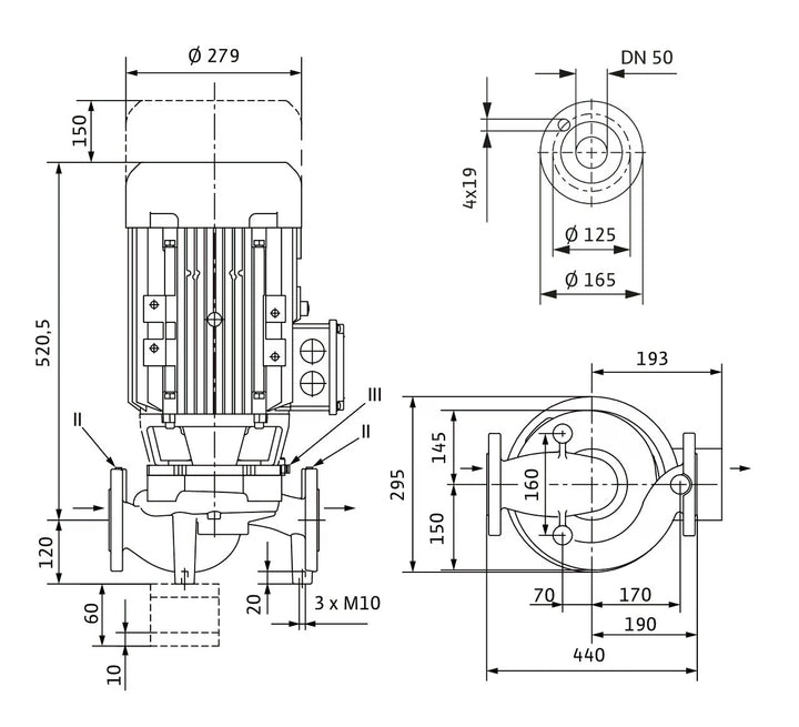WILO Trockenläufer-Kreiselpumpe VeroLine-IPL 50/185-7,5/2-S1 440mm Art. 2164245