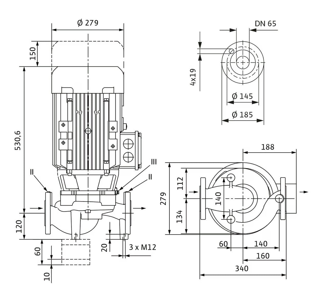 WILO Trockenläufer-Kreiselpumpe VeroLine-IPL 65/155-5,5/2 340mm Art. 2121223