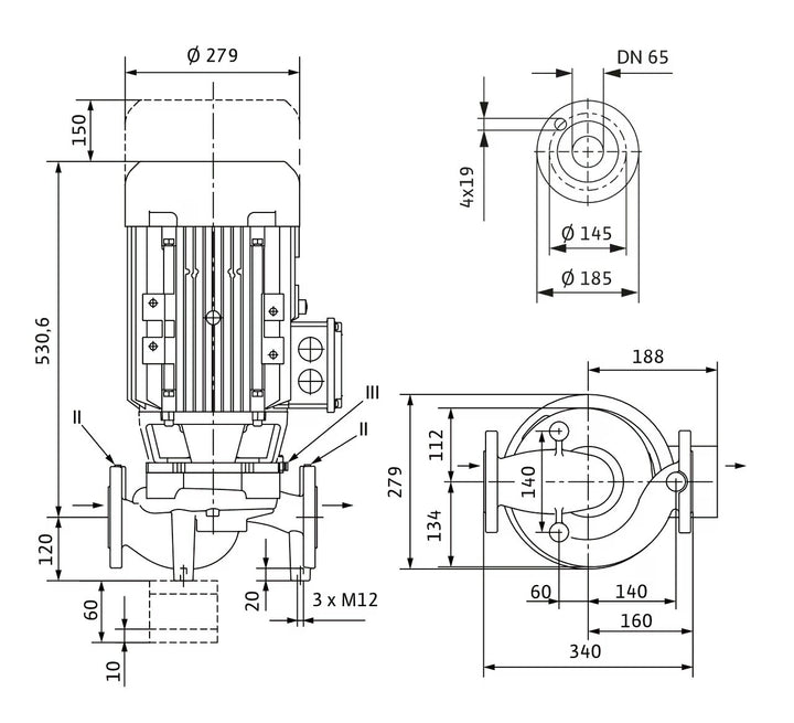 WILO Trockenläufer-Kreiselpumpe VeroLine-IPL 65/155-5,5/2 340mm Art. 2121223