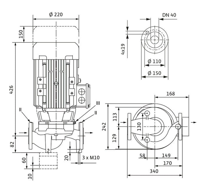 WILO Einstufige Trockenläufer-Kreiselpumpe VeroLine-IPL 40/165-4/2 Art. 2121205