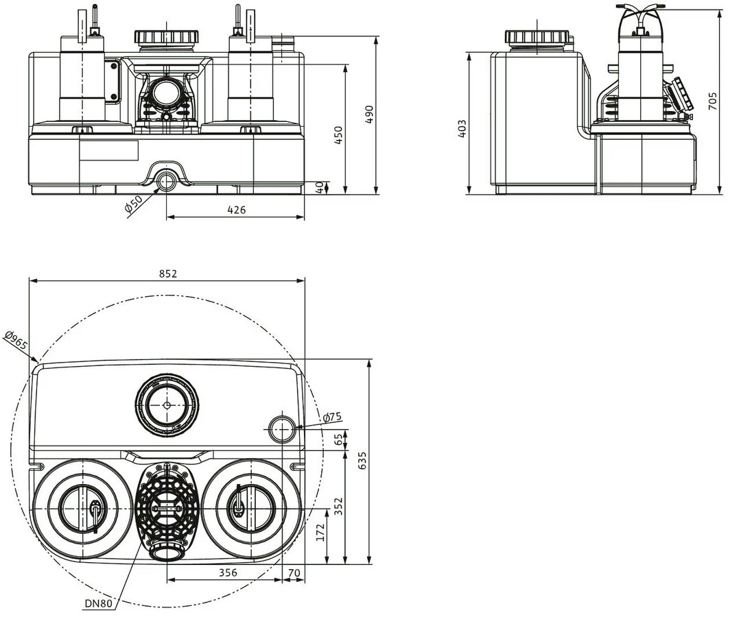 WILO Doppelpumpen-Hebeanlage DrainLift SANI-L.11T/4 Art. 2549939