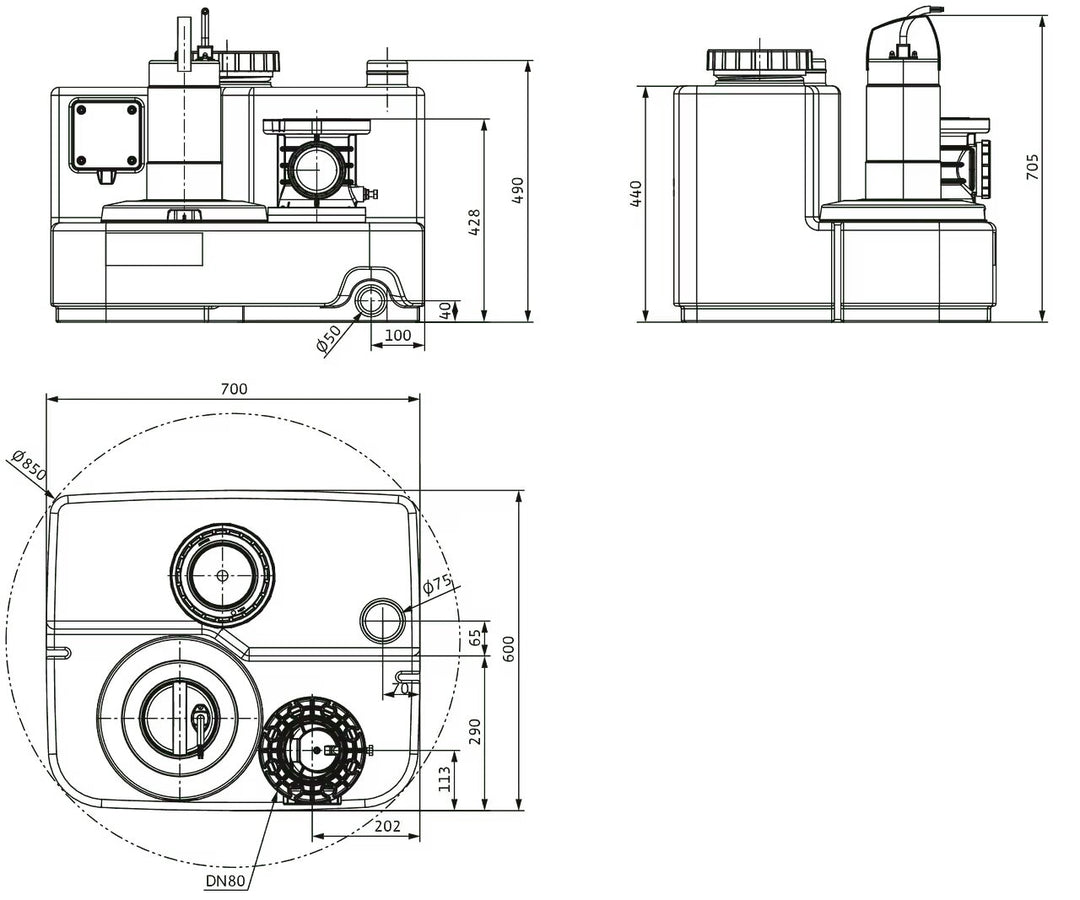 WILO Einzelpumpen-Hebeanlage  DrainLift SANI-M.17T/4 Art. 2549935