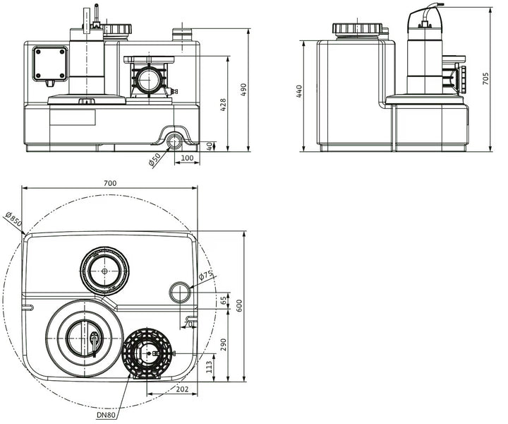 WILO Einzelpumpen-Hebeanlage DrainLift SANI-M.19T/4 Art. 2549936