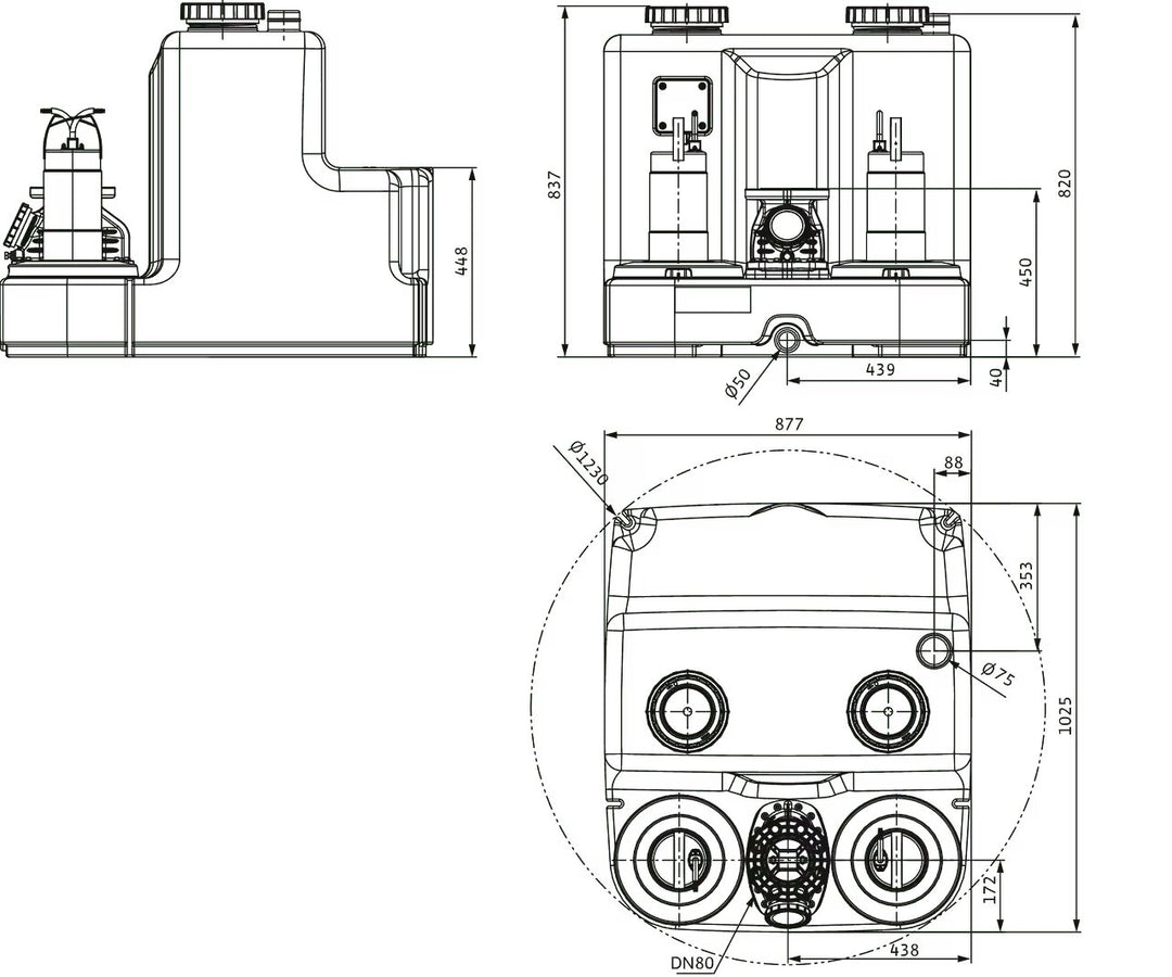 WILO Doppelpumpen-Hebeanlage DrainLift SANI-XL.19T/4 Art. 2549946