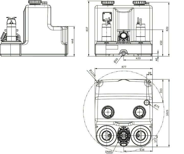 WILO Doppelpumpen-Hebeanlage DrainLift SANI-XL.19T/4 Art. 2549946