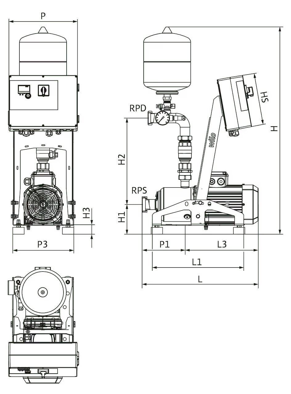 WILO Kompakt-Druckerhöhungsanlage gemäß DIN 1988 und DIN EN 806 ISAR MODH1-1CH1-L-1002/EC Art. 2551911