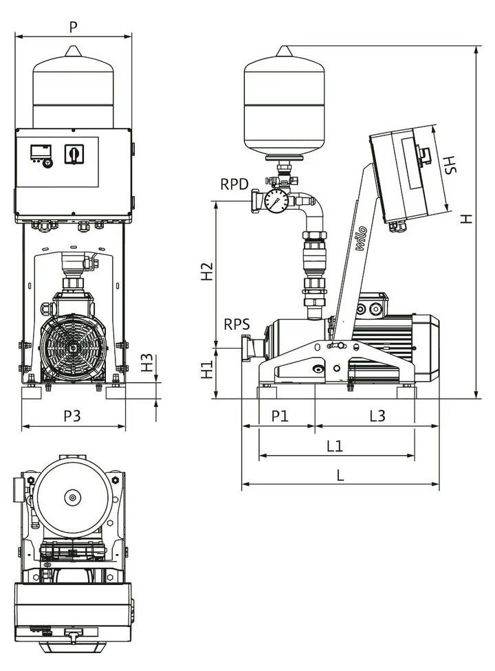 WILO Kompakt-Druckerhöhungsanlage gemäß DIN 1988 und DIN EN 806 ISAR MODH1-1CH1-L-407/EC Art. 2551906