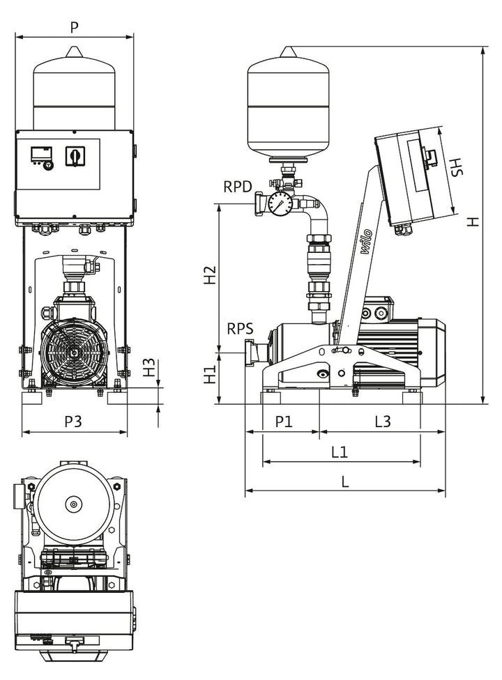 WILO Kompakt-Druckerhöhungsanlage gemäß DIN 1988 und DIN EN 806 ISAR MODH1-1CH1-L-203/EC Art. 2551896