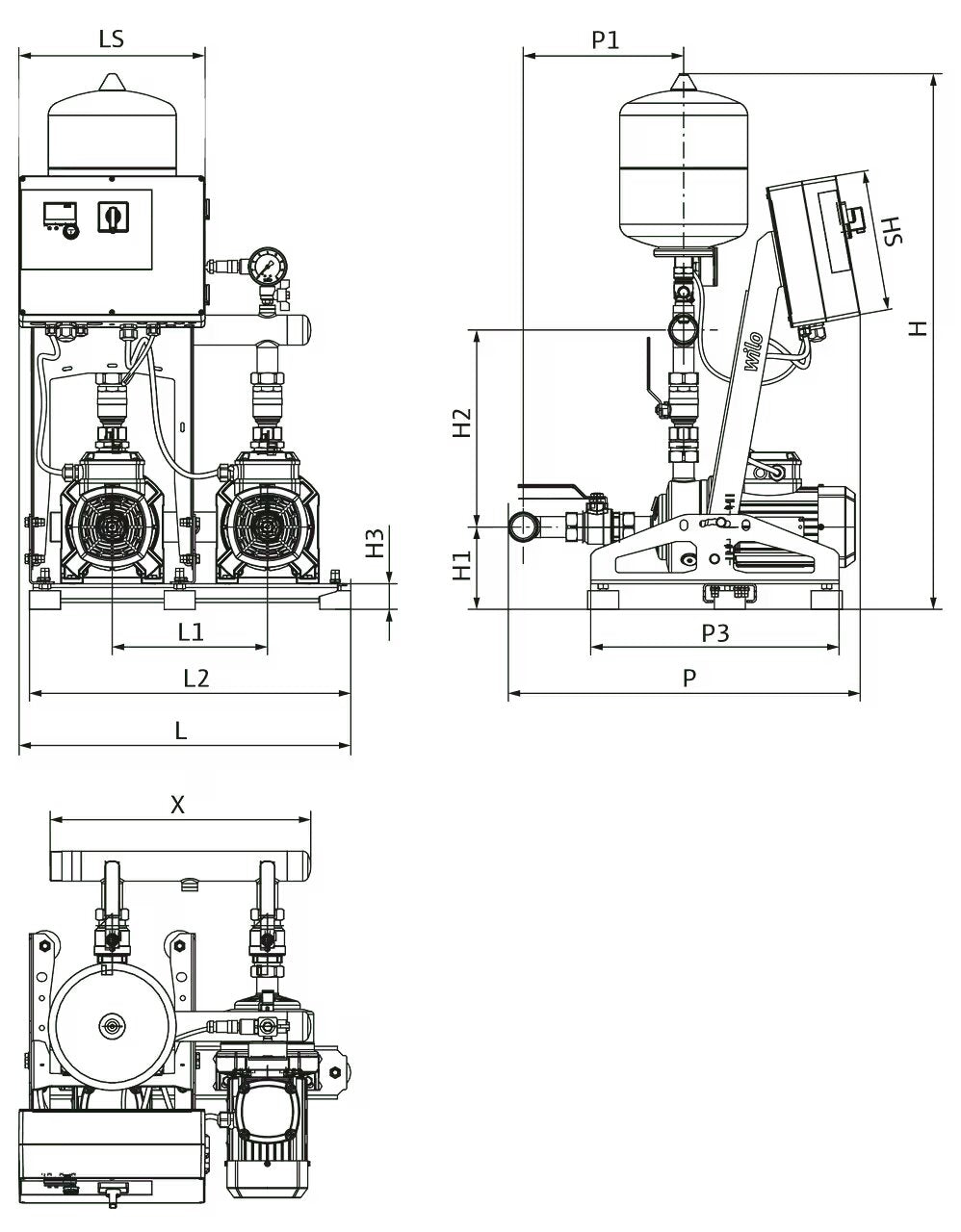 WILO Kompakt-Druckerhöhungsanlage ISAR MODH1-2CH1-L-206/EC Art. 2551919