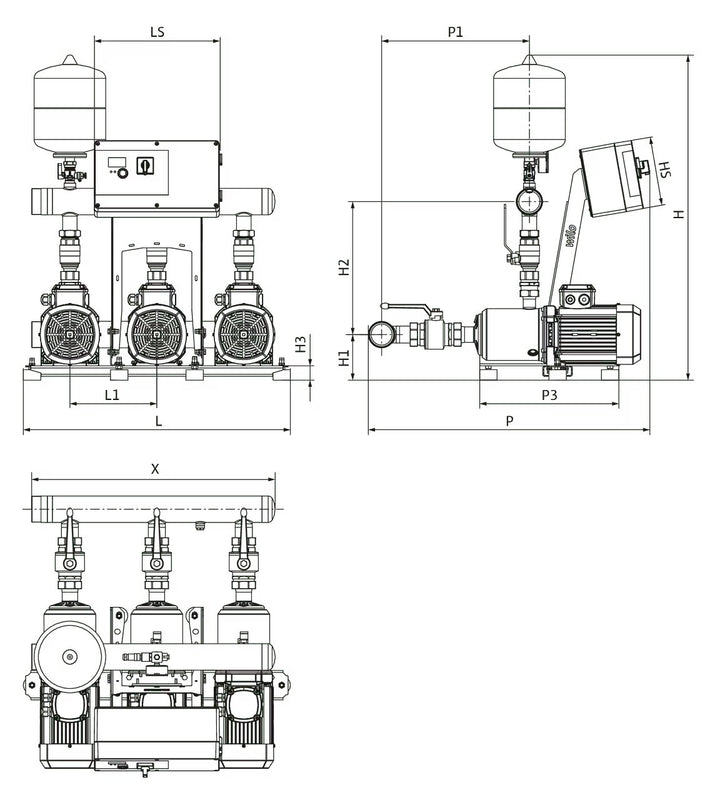 WILO Kompakt-Druckerhöhungsanlage ISAR MODH1-3CH1-L-1605/EC Art. 2551966