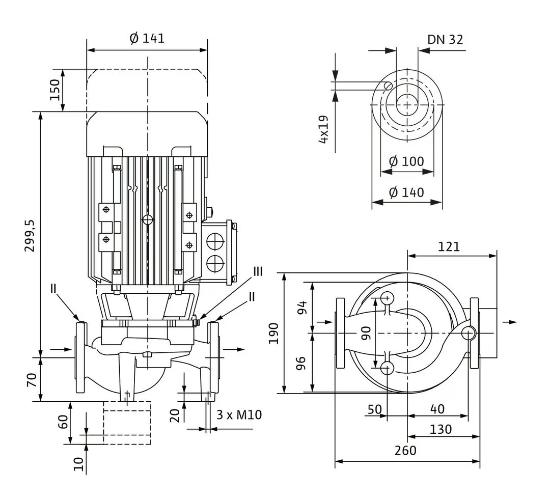 WILO Trockenläufer-Kreiselpumpe VeroLine-IPL 32/95-0,55/2-S1 260mm Art. 2154982