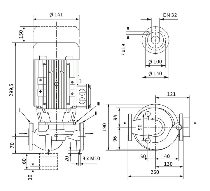 WILO Trockenläufer-Kreiselpumpe VeroLine-IPL 32/95-0,55/2-S1 260mm Art. 2154982