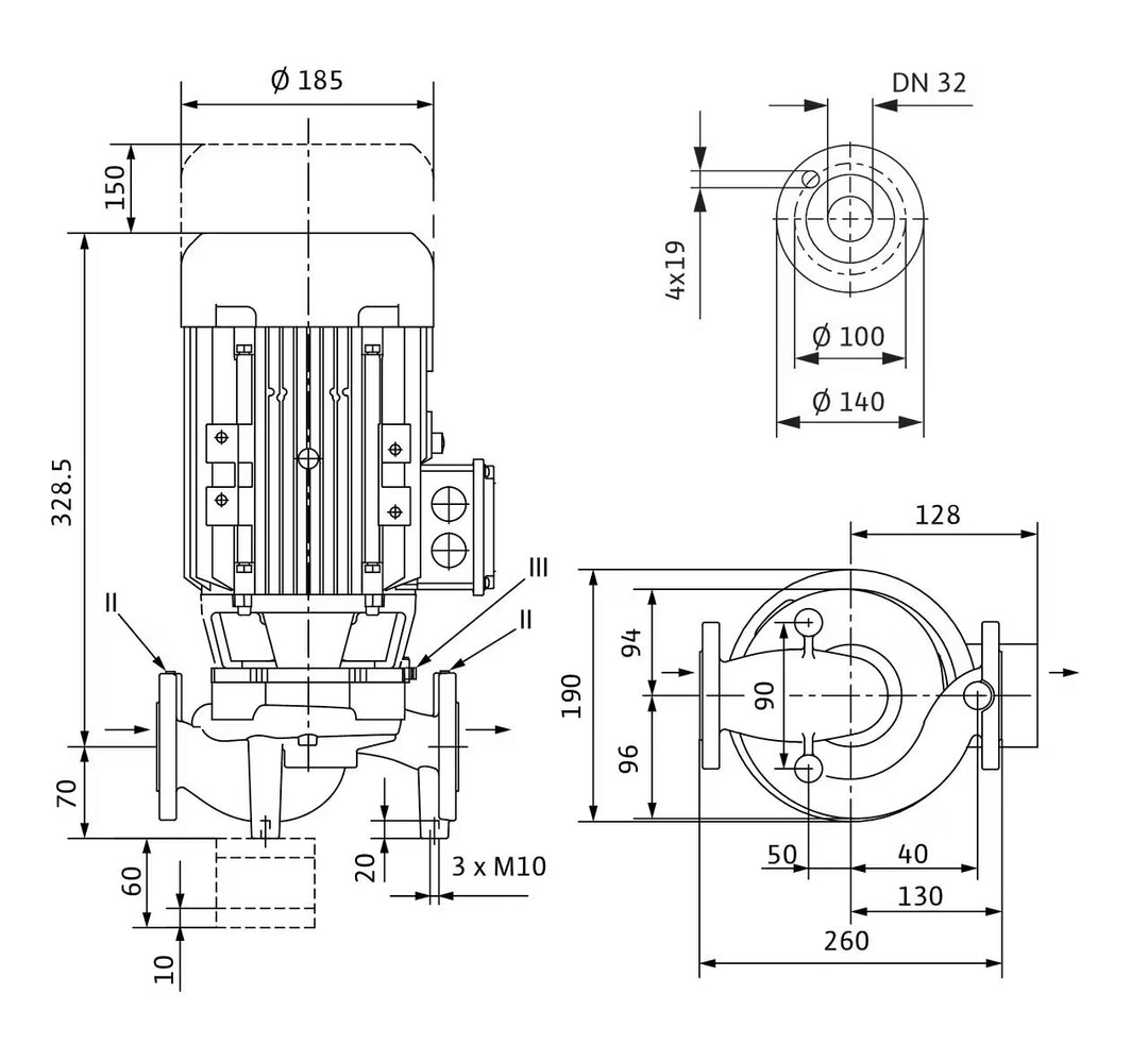 WILO Trockenläufer-Kreiselpumpe VeroLine-IPL 32/125-1,1/2-S1 260mm Art. 2171142
