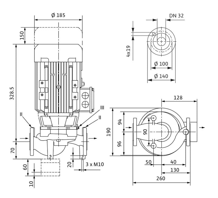 WILO Trockenläufer-Kreiselpumpe VeroLine-IPL 32/125-1,1/2-S1 260mm Art. 2171142