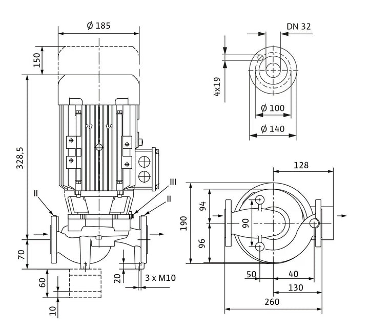 WILO Einstufige Trockenläufer-Kreiselpumpe VeroLine-IPL 32/105-0,75/2 Art. 2152928