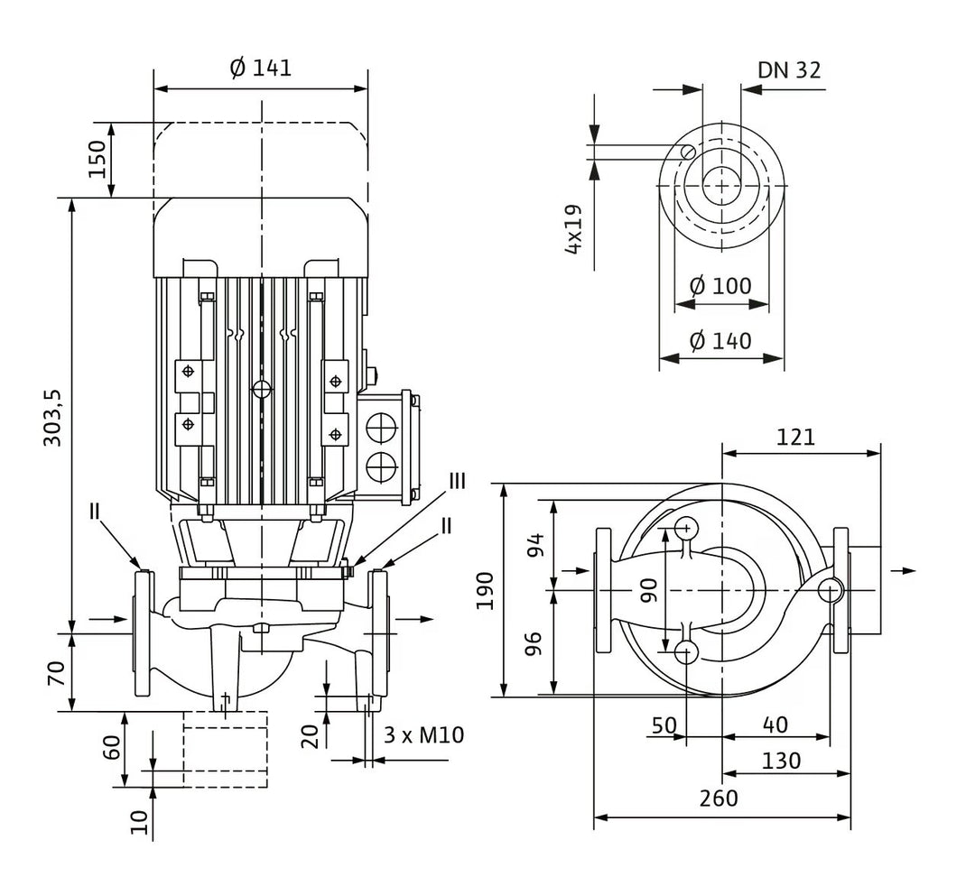 WILO Trockenläufer-Kreiselpumpe VeroLine-IPL 32/105-0,12/4-S1 260mm Art. 2154989