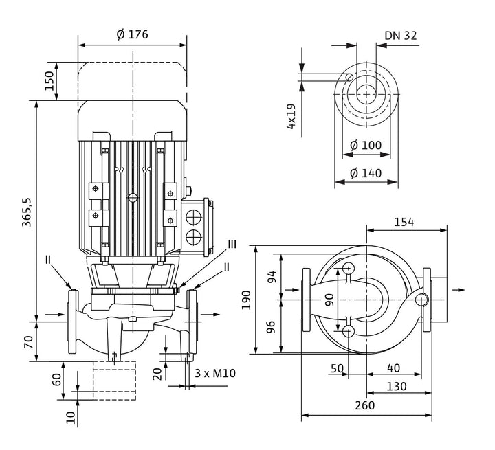WILO Trockenläufer-Kreiselpumpe VeroLine-IPL 32/135-1,5/2-S1 260mm Art. 2166983