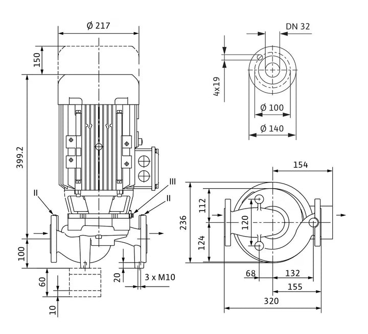 WILO Trockenläufer-Kreiselpumpe VeroLine-IPL 32/165-3/2 320mm Art. 2121199