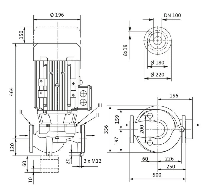 WILO Trockenläufer-Kreiselpumpe VeroLine-IPL 100/175-3/4-S1 500mm Art. 2166980