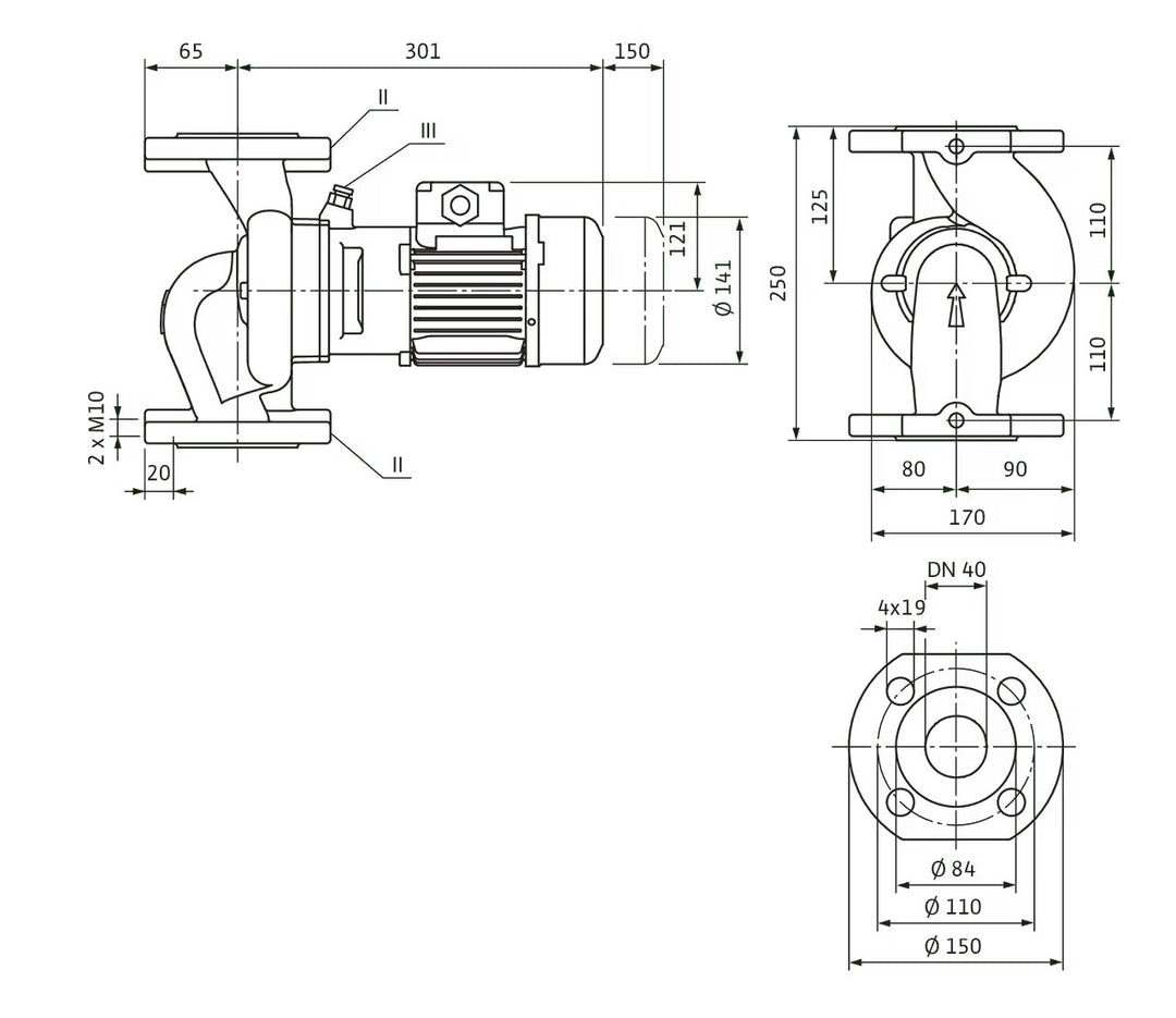 WILO Trockenläufer-Kreiselpumpe VeroLine-IPL 40/110-0,12/4-S1 250mm Art. 2105902