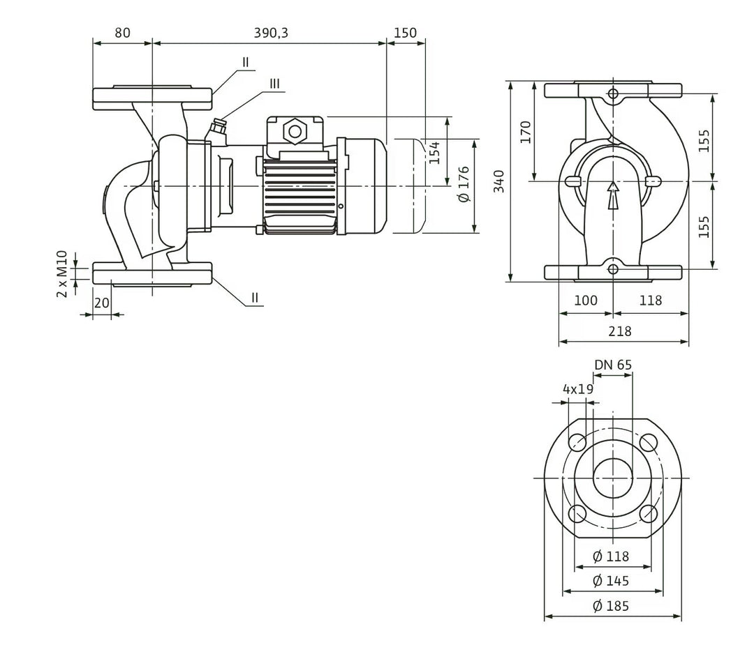 WILO Trockenläufer-Kreiselpumpe VeroLine-IPL 65/115-1,5/2 340mm Art. 2121218