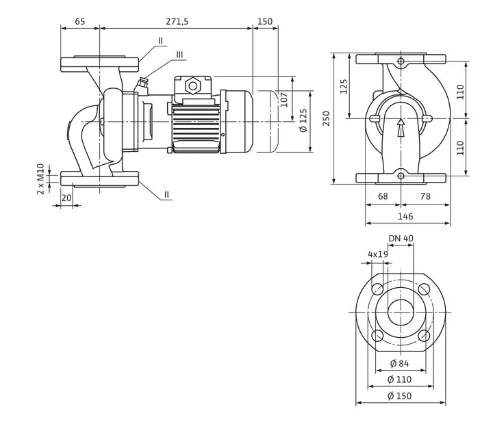 WILO Trockenläufer-Kreiselpumpe VeroLine-IPL 40/80-0,09/4 250mm Art. 2089695