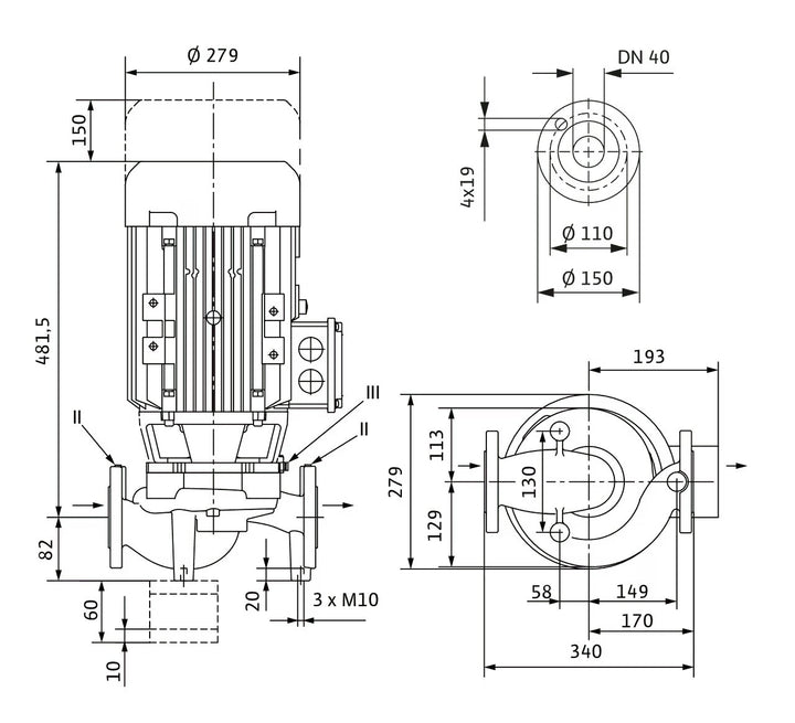 WILO Trockenläufer-Kreiselpumpe VeroLine-IPL 40/175-5,5/2 340mm Art. 2121206
