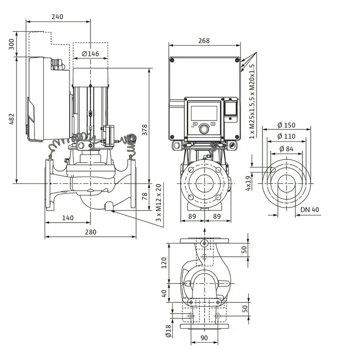 WILO Hocheffizienz-Inlinepumpe Stratos GIGA2.0-I 40/1-23/1,5-S1 Art. 2204787