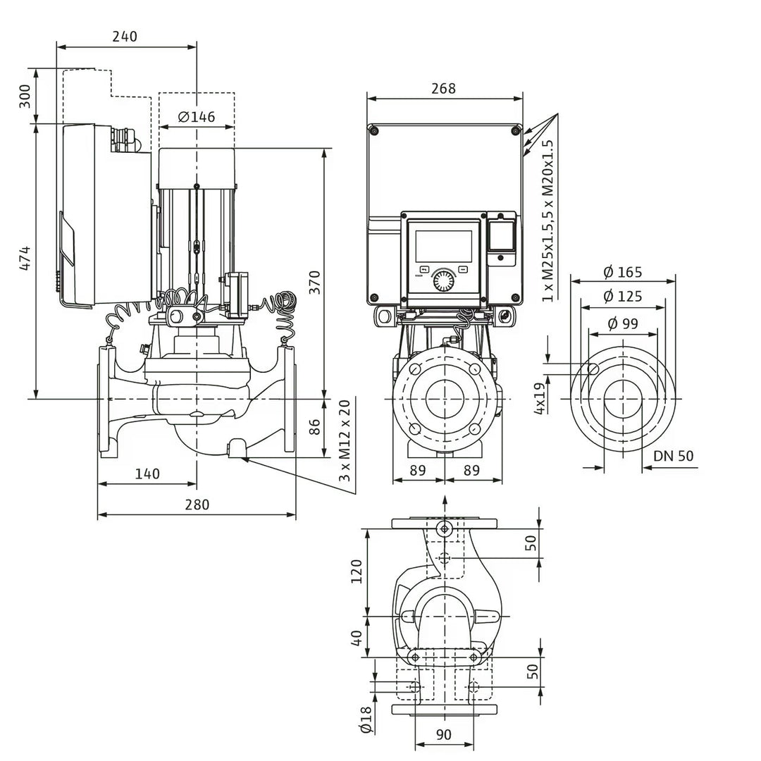 WILO Hocheffizienz-Inlinepumpe Stratos GIGA2.0-I 50/1-30/2,2-R1-S1 Art. 2204924