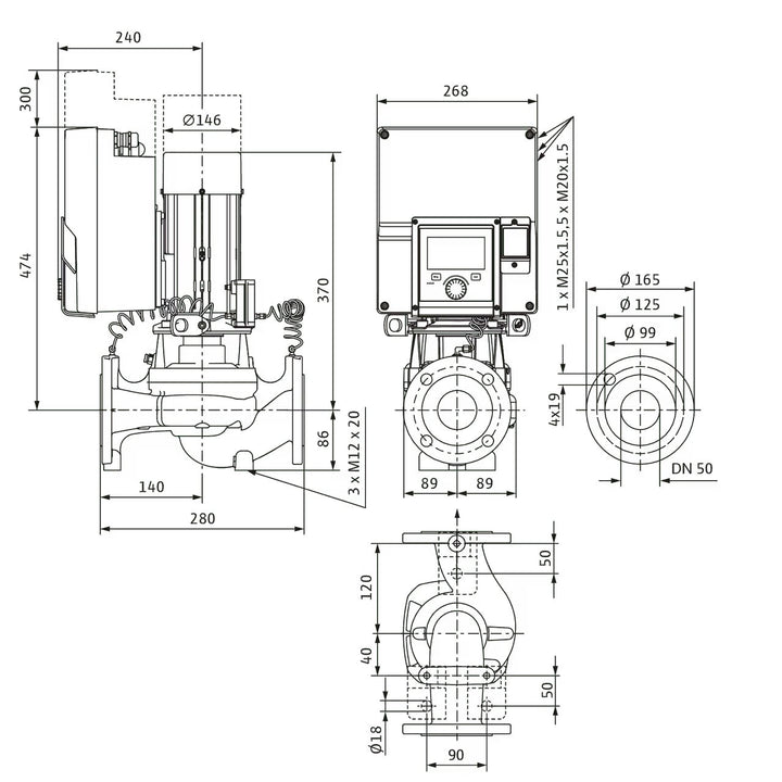WILO Hocheffizienz-Inlinepumpe Stratos GIGA2.0-I 50/1-30/2,2-R1-S1 Art. 2204924