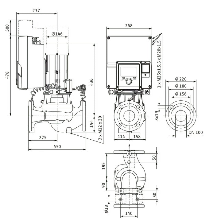 WILO Hocheffizienz-Inlinepumpe Stratos GIGA2.0-I 100/1-9/1,5-S1 Art. 2204819