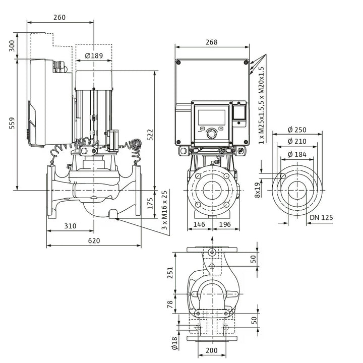 WILO Hocheffizienz-Inlinepumpe Stratos GIGA2.0-I 125/1-7/2,2-R1-S1 Art. 2204967