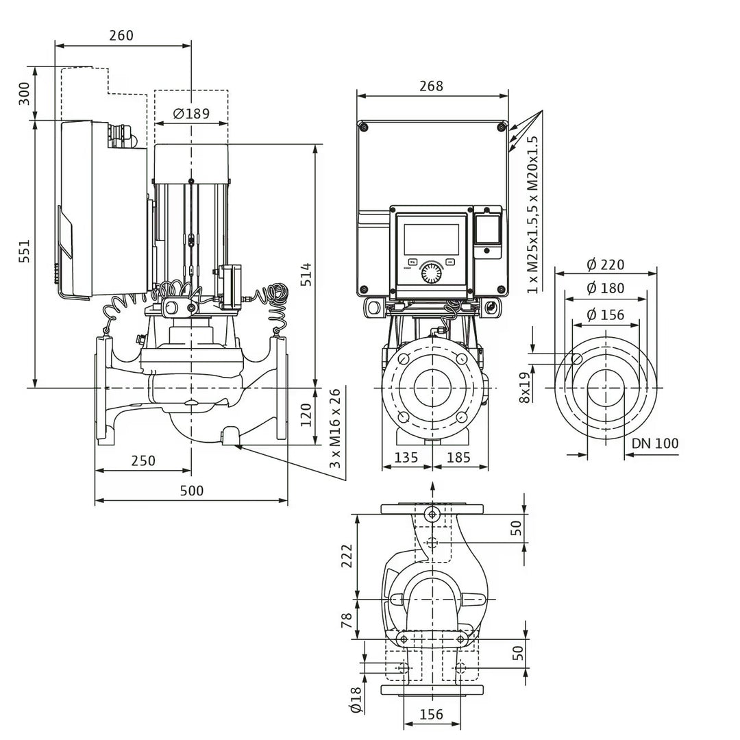 WILO Hocheffizienz-Inlinepumpe  Stratos GIGA2.0-I 100/1-9/3,0-R1 Art. 2204899