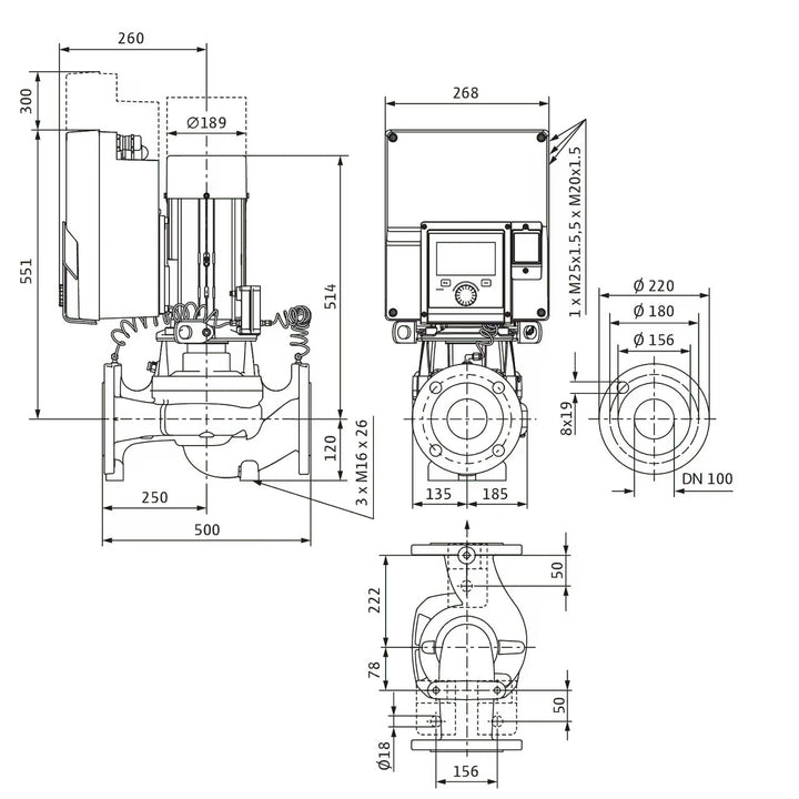 WILO Hocheffizienz-Inlinepumpe  Stratos GIGA2.0-I 100/1-9/3,0-R1 Art. 2204899