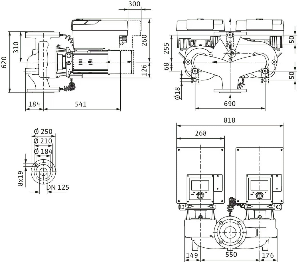 WILO Hocheffizienz Stratos GIGA2.0-D 125/1-9/3,0-S1 Art. 2205726
