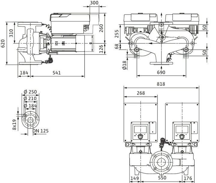 WILO Hocheffizienz Stratos GIGA2.0-D 125/1-9/3,0-S1 Art. 2205726