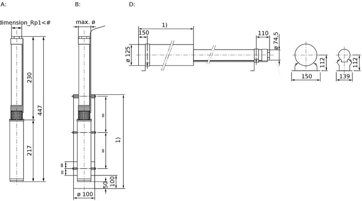 WILO Unterwassermotor-Pumpe Sub TWU 3.03-03-HS-ECP-B Art. 6079399