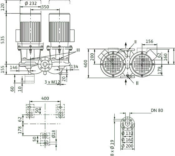 WILO Einstufigen Trockenläufer-Kreiselpumpe CronoTwin-DL 80/120-4/2-S1 Art: 2164240