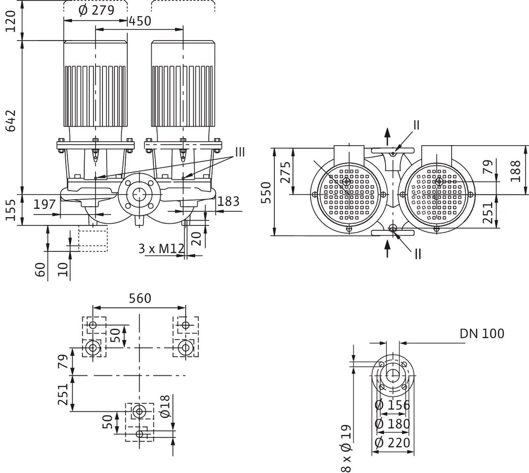 WILO Einstufigen Trockenläufer-Kreiselpumpe CronoTwin-DL 100/220-5,5/4 Art. 2120975