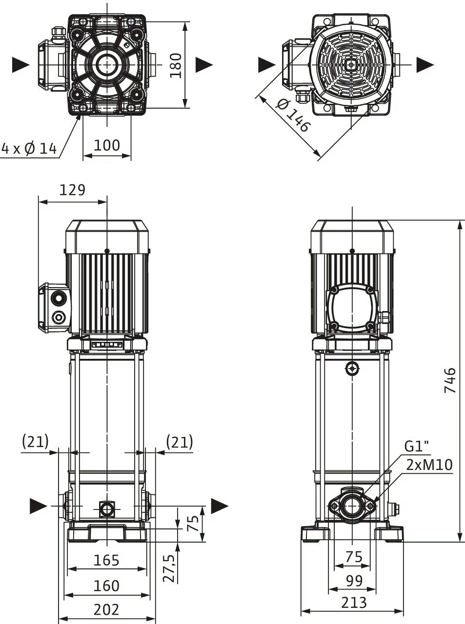 WILO Hochdruck-Kreiselpumpe Medana CV1-L.215-1/E/E/16O Art. 4240476