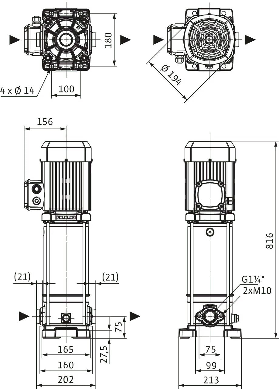 WILO Hochdruck-Kreiselpumpe Medana CV1-L.611-1/E/E/16O Art. 4240518