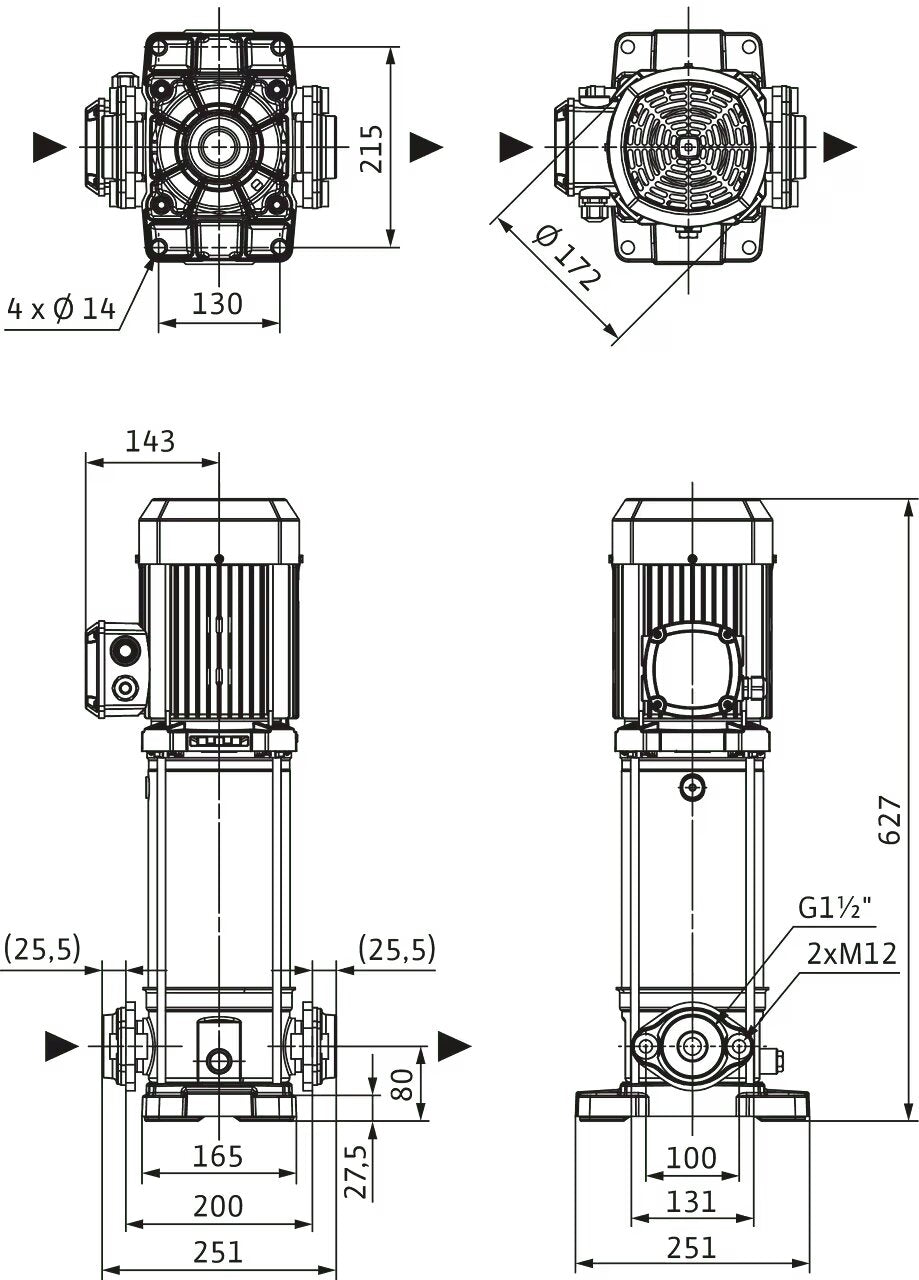 WILO Normalsaugende vertikale Hochdruck-Kreiselpumpe Medana CV1-L.1006-1/E/E/16O Art. 4239800