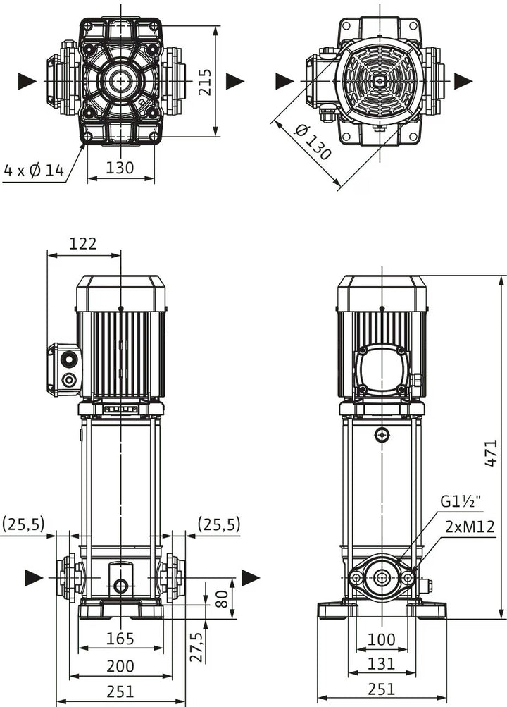 WILO Hochdruck-Kreiselpumpe Medana CV1-L.1002-1/E/E/10O Art. 4240524