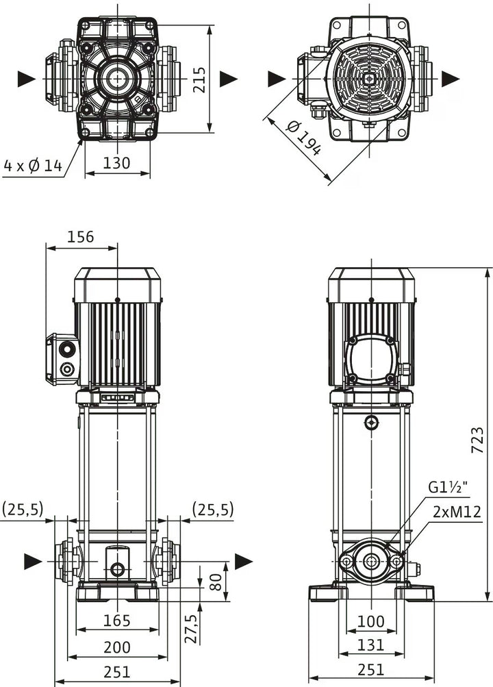 WILO Hochdruck-Kreiselpumpe Medana CV1-L.1008-1/E/E/16O Art. 4240528