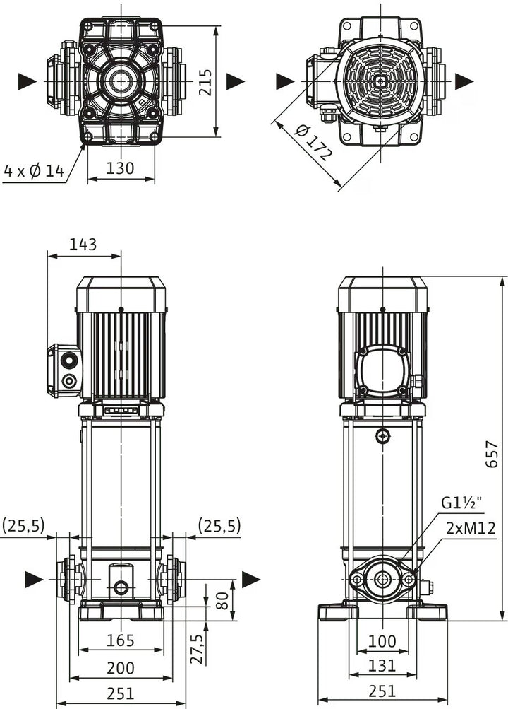 WILO Hochdruck-Kreiselpumpe Medana CV1-L.1007-1/E/E/16O Art. 4240527