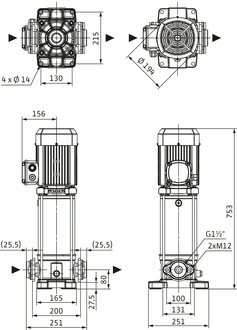 WILO Hochdruck-Kreiselpumpe Medana CV1-L.1009-1/E/E/16O Art. 4240529